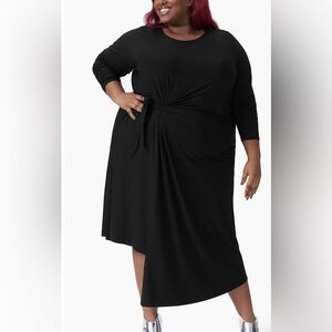 Universal Standard - Dina Long Sleeve Side Tie Dress - Black XS 10/12 - Bamboo